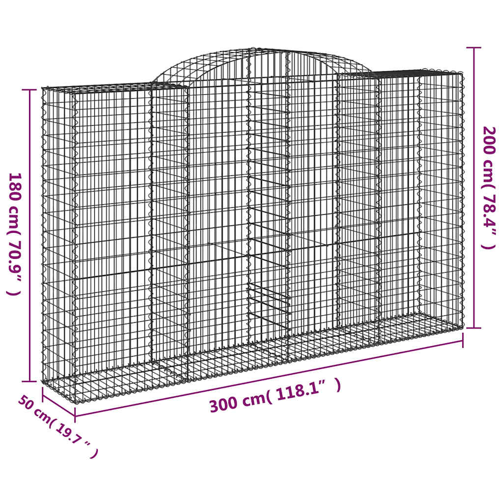 11 db íves horganyzott vas gabion kosár 300x50x180/200 cm