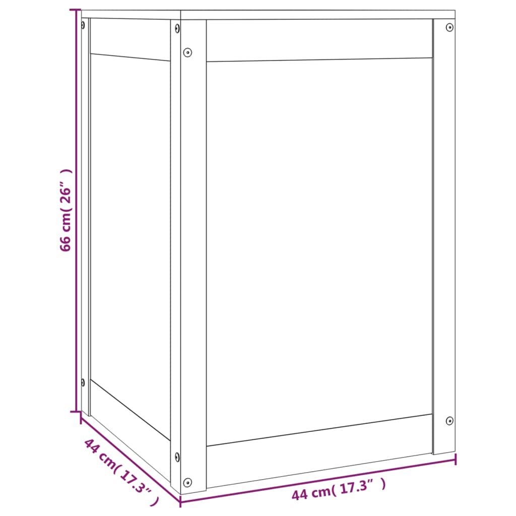 mézbarna tömör fenyőfa szennyestartó láda 44 x 44 x 66 cm