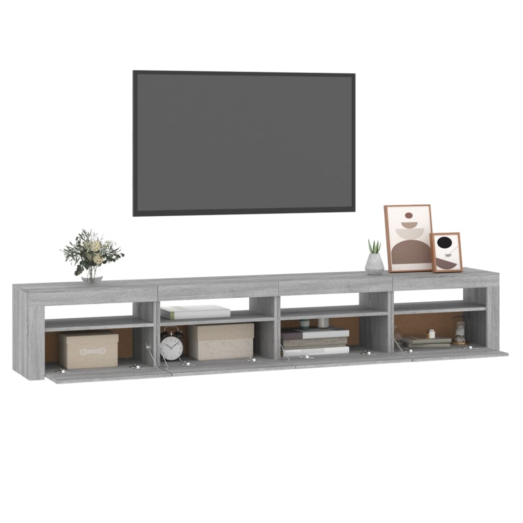 szürke sonoma színű TV-szekrény LED-lámpákkal 240x35x40 cm