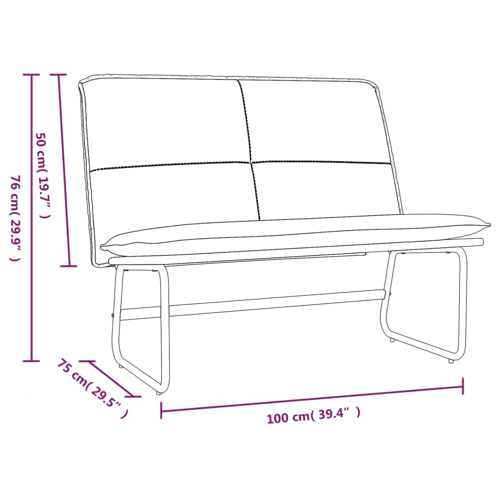 krémszínű műbőr pad 100 x 75 x 76 cm