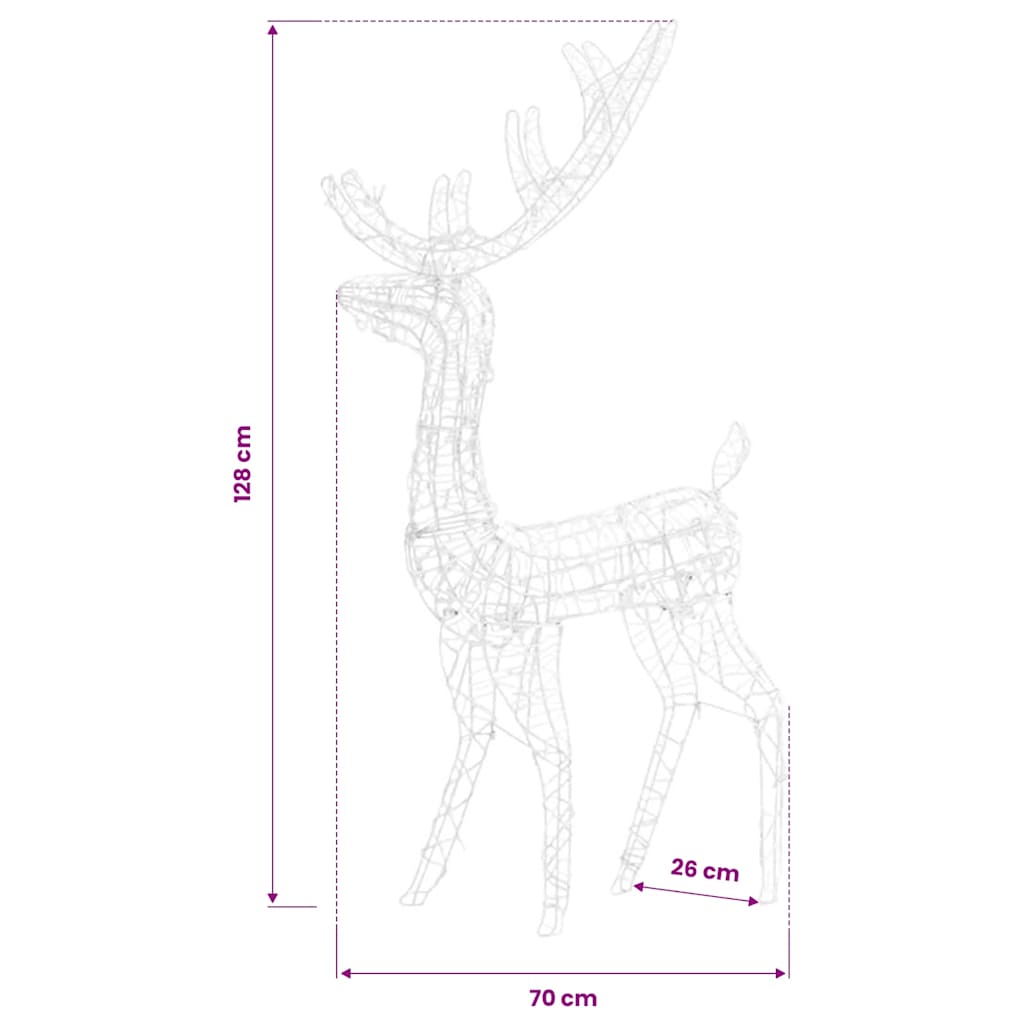 2 db kék akril karácsonyi rénszarvasdísz 120 cm