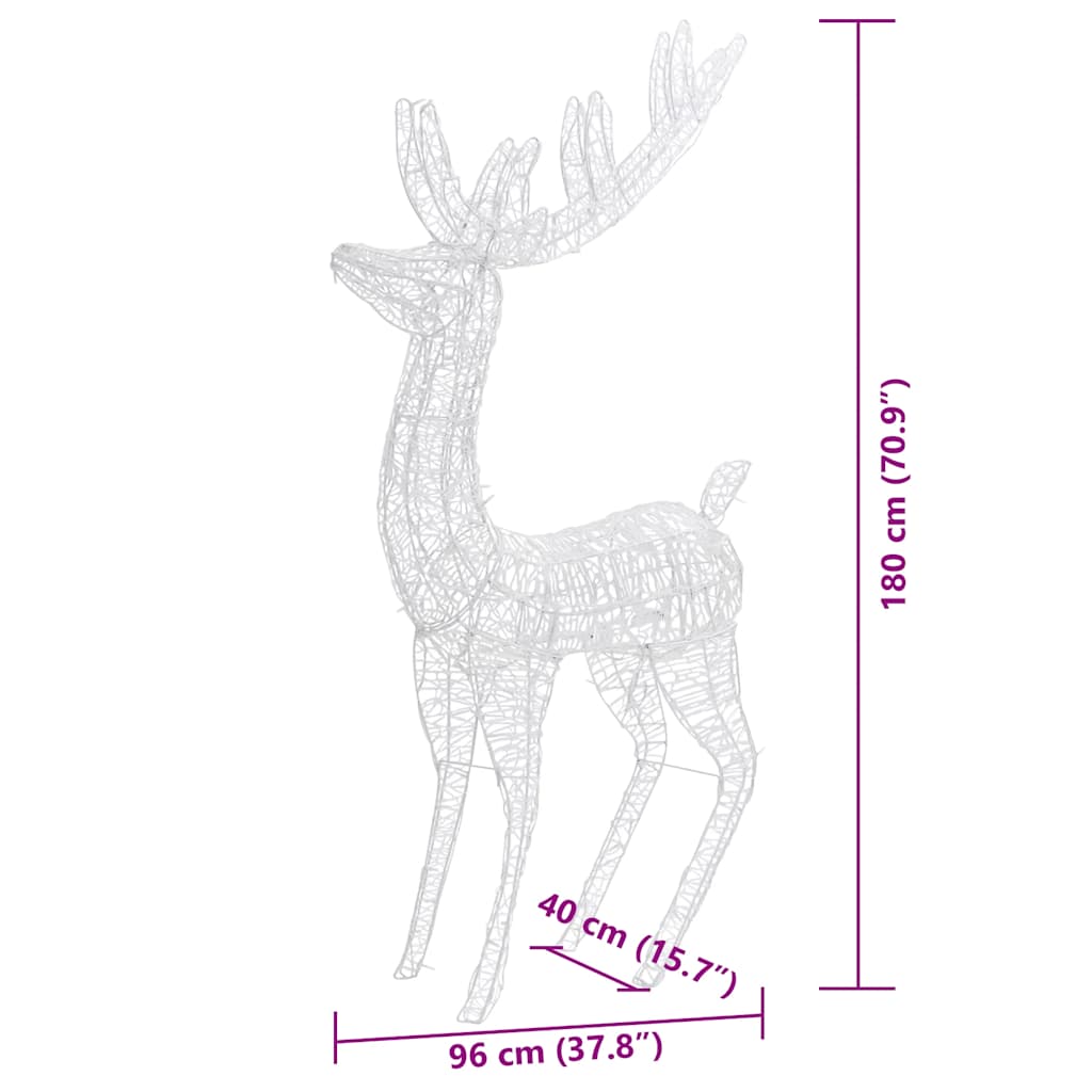 3 db színes XXL akril karácsonyi rénszarvas 250 LED 180 cm