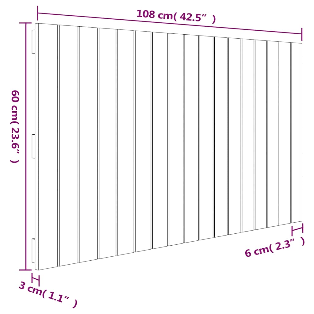 szürke tömör fenyőfa fali fejtámla 108 x 3 x 60 cm