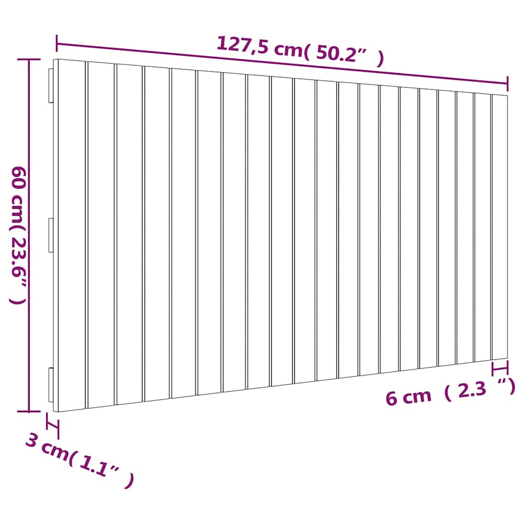 mézbarna tömör fenyőfa fali fejtámla 127,5 x 3 x 60 cm
