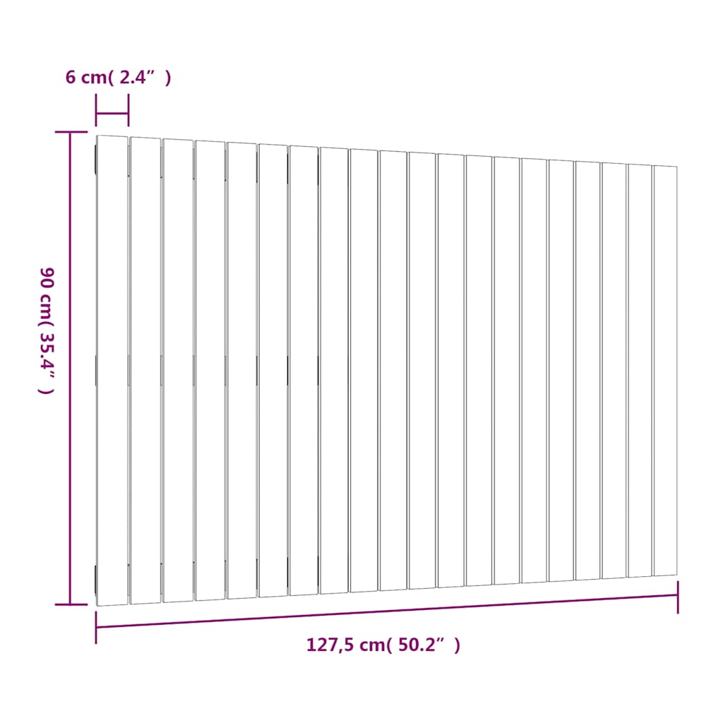 fekete tömör fenyőfa fali fejtámla 127,5 x 3 x 90 cm