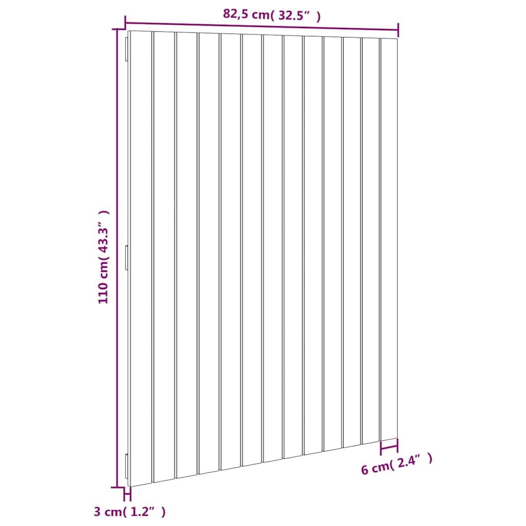 mézbarna tömör fenyőfa fali fejtámla 82,5 x 3 x 110 cm