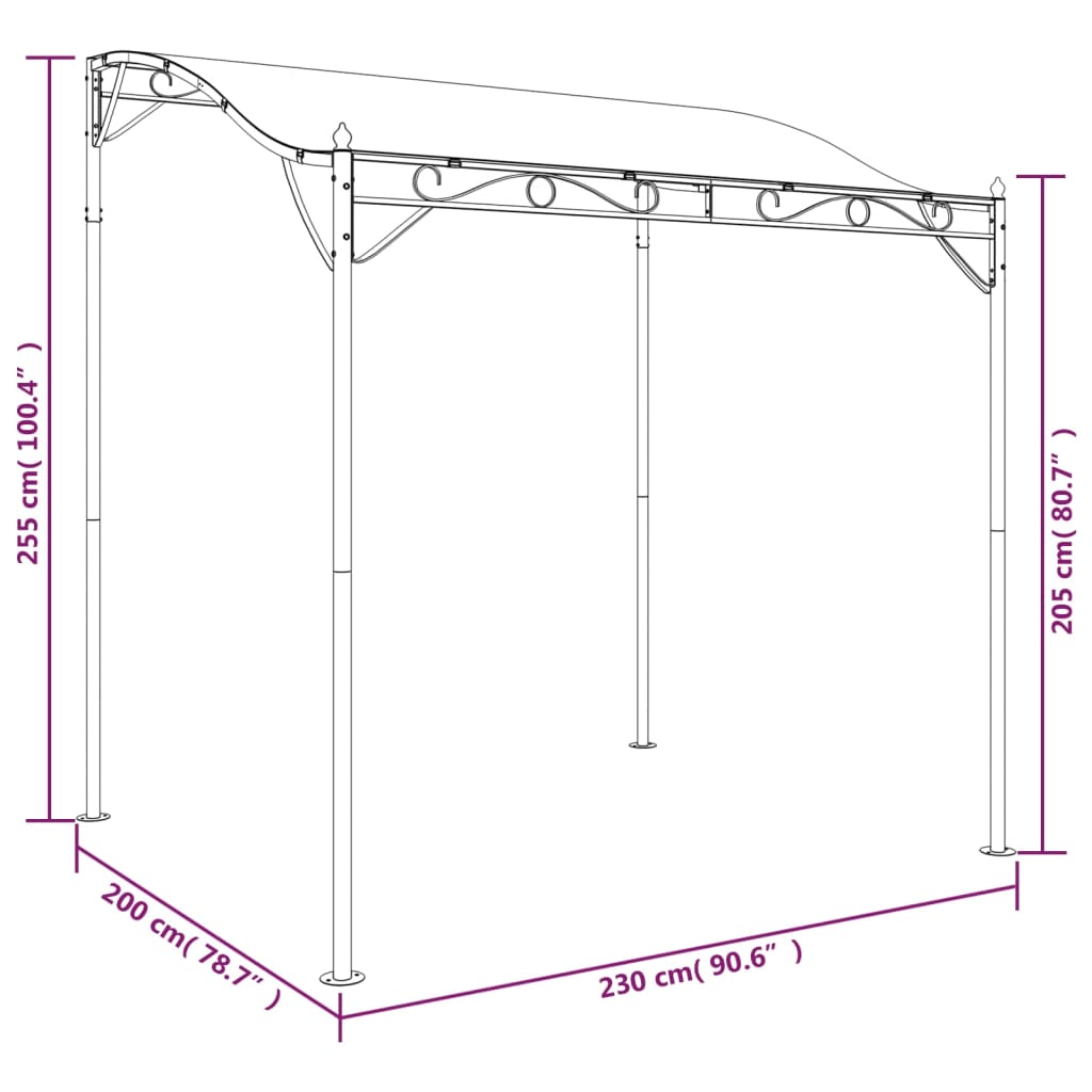 krémszínű szövet és acél pavilon 2 x 2,3 m 180 g/m²