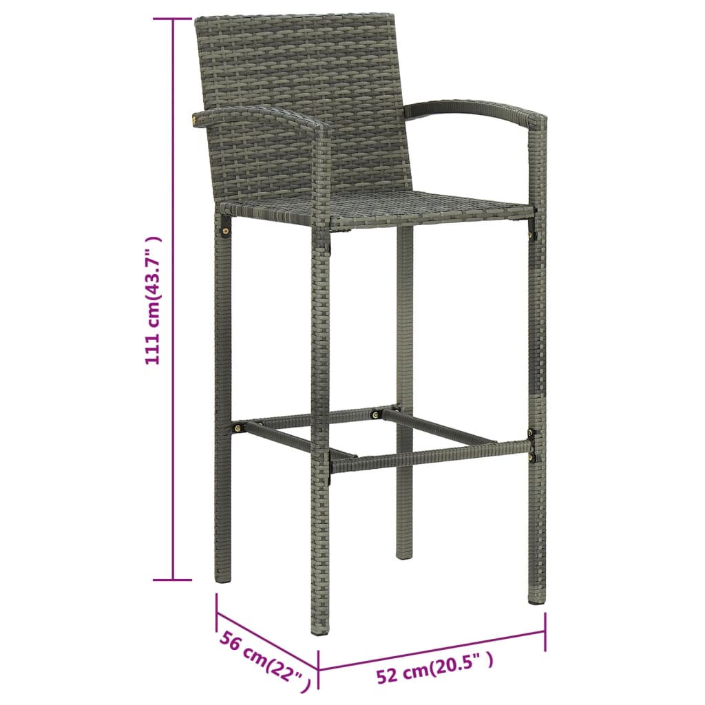 4 db szürke polyrattan bárszék