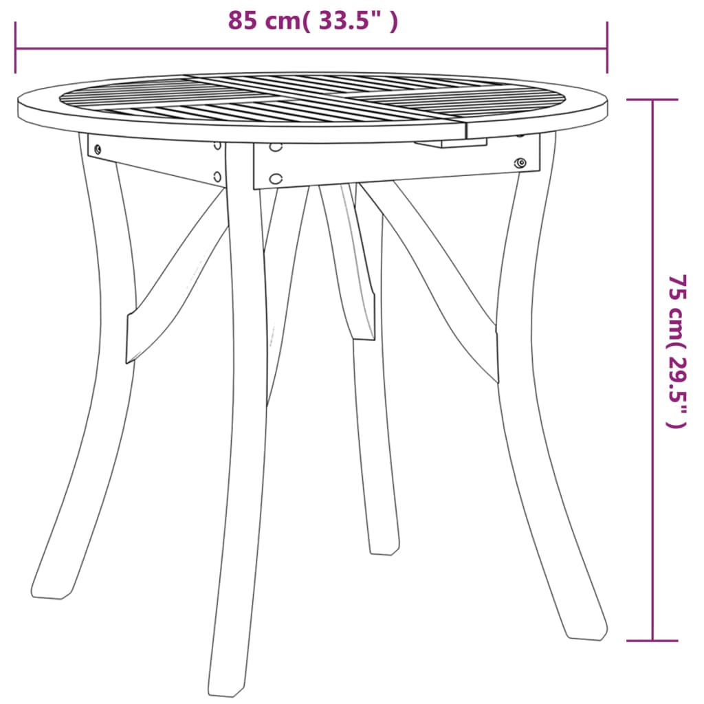 tömör akácfa kerti asztal Ø85 cm