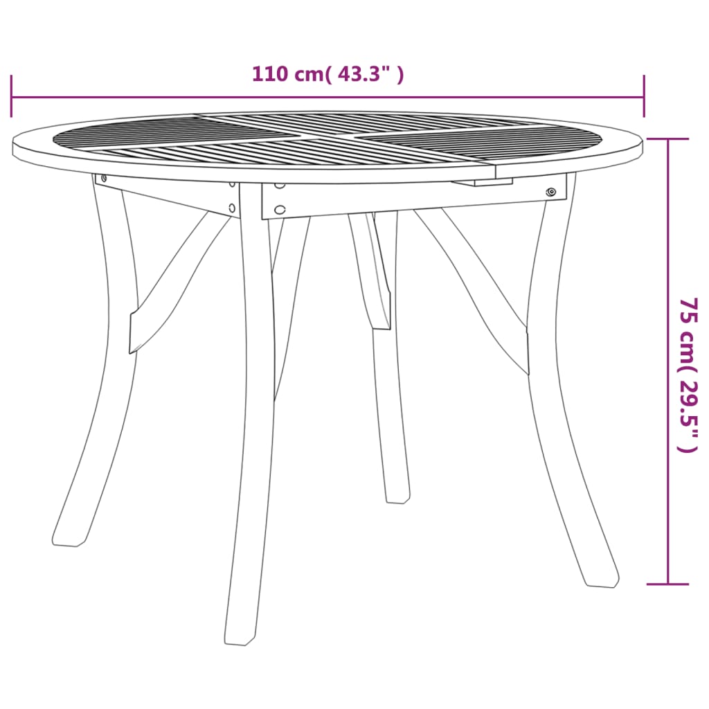 tömör akácfa kerti asztal Ø110 cm