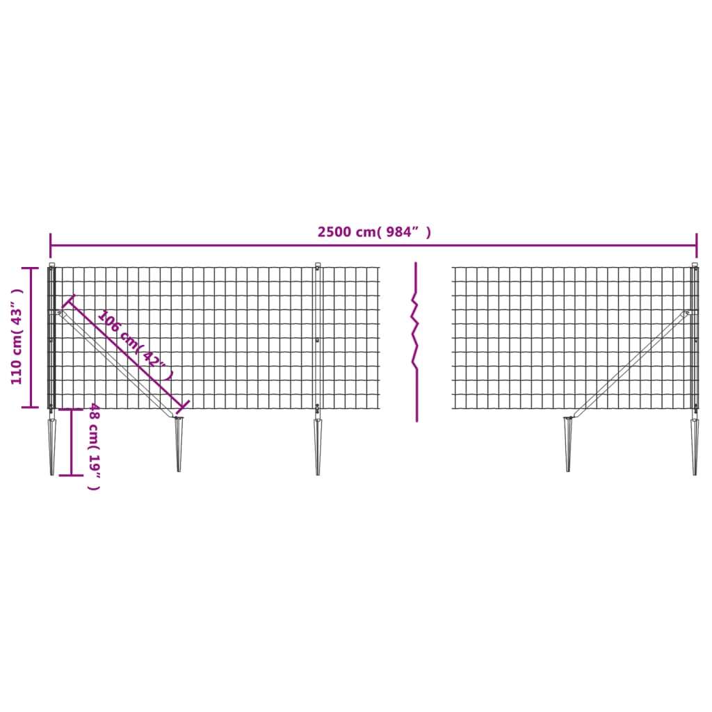 zöld dróthálós kerítés cövekekkel 1,1x25 m