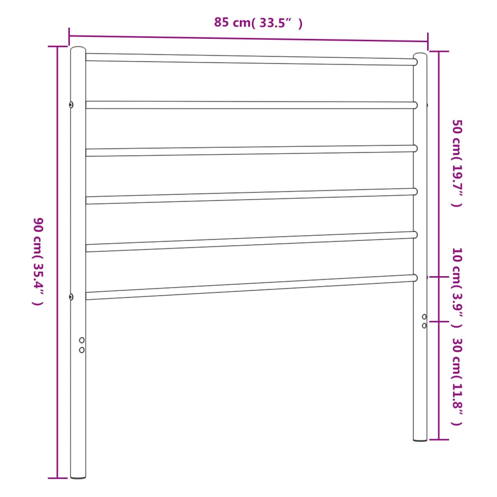 fekete fém csere fejtámla 80 cm