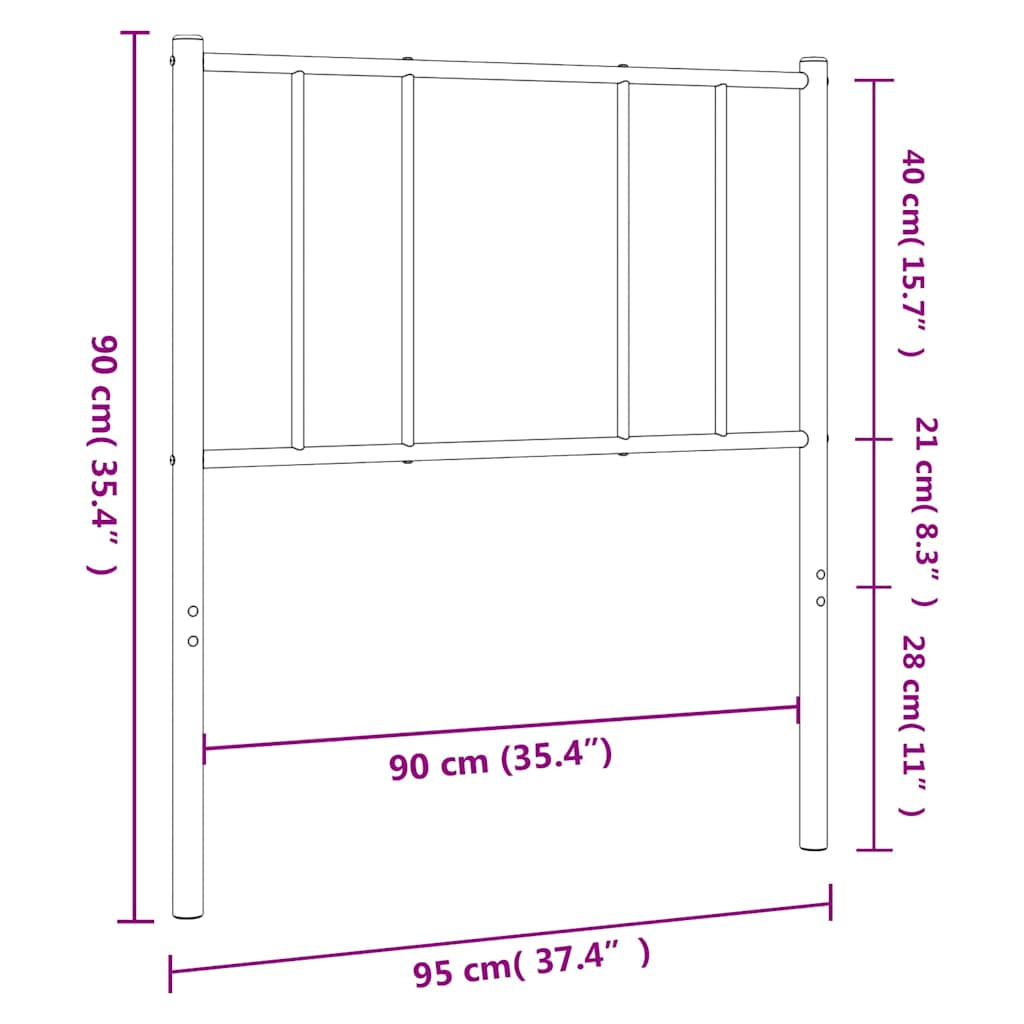 fekete fém csere fejtámla 90 cm