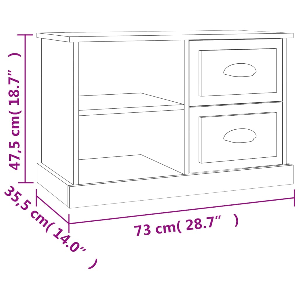 szürke sonoma színű szerelt fa TV-szekrény 73x35,5x47,5 cm