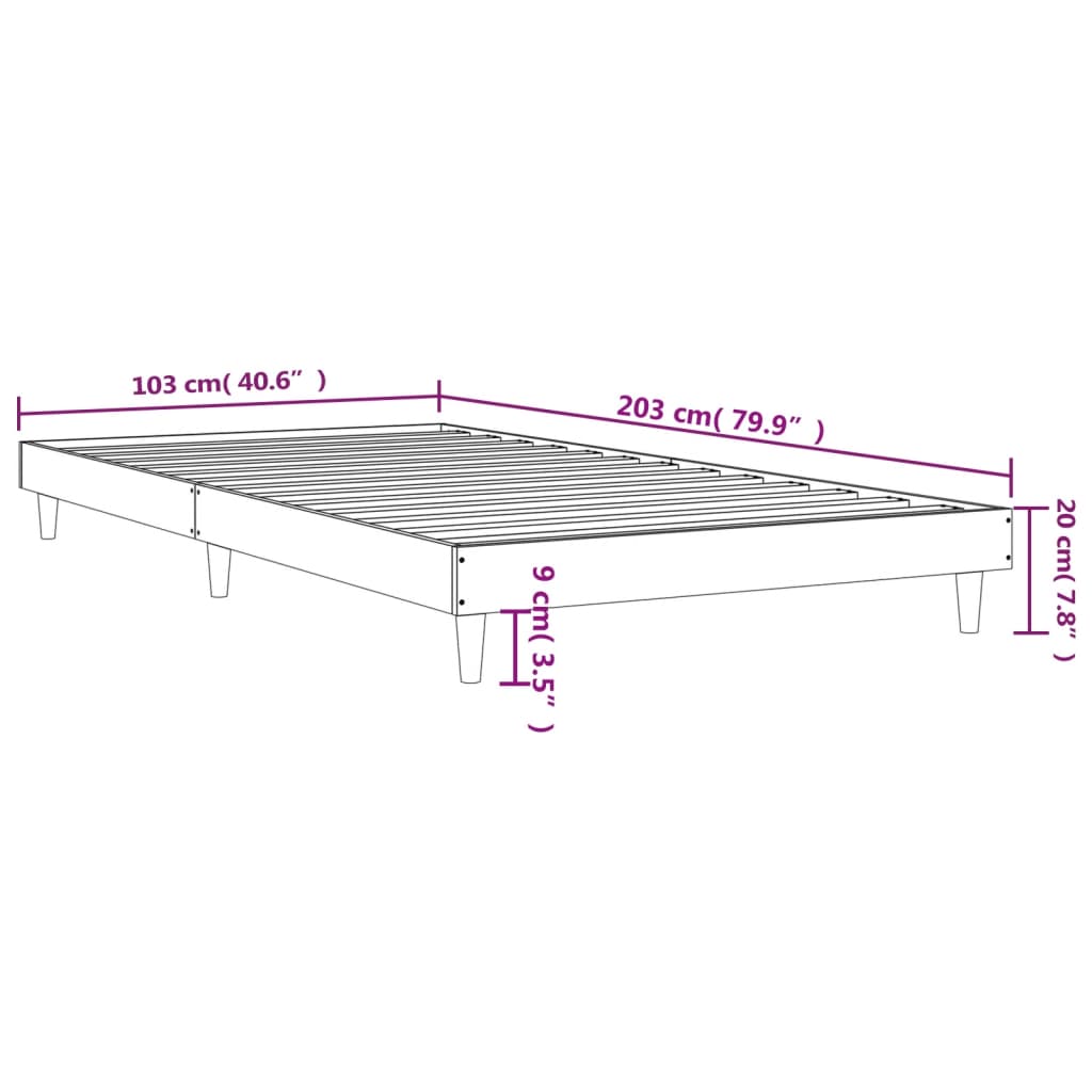 barna tölgy színű szerelt fa ágykeret matrac nélkül 100x200 cm