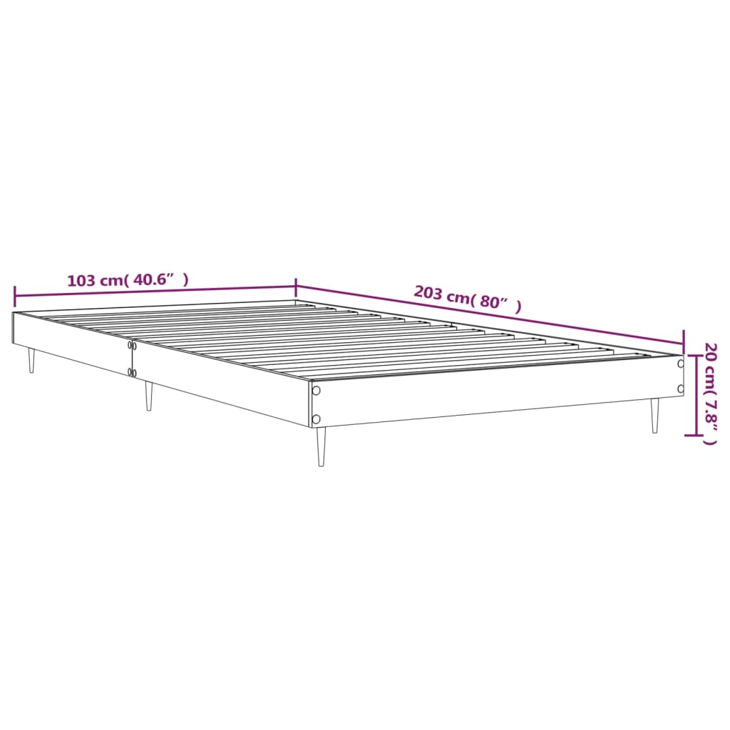 sonoma tölgy színű szerelt fa ágykeret matrac nélkül 100x200 cm