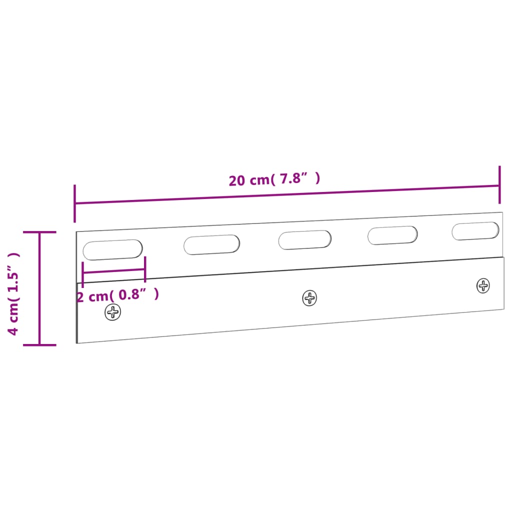 6 db ezüst rozsdamentes acél összekötő lemez 20 cm