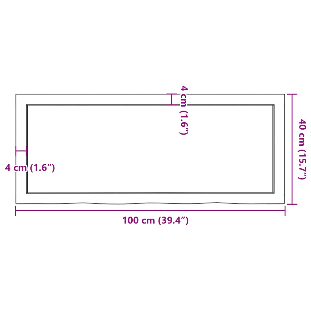 kezeletlen tömör tölgyfa fali polc 100x40x(2-6) cm