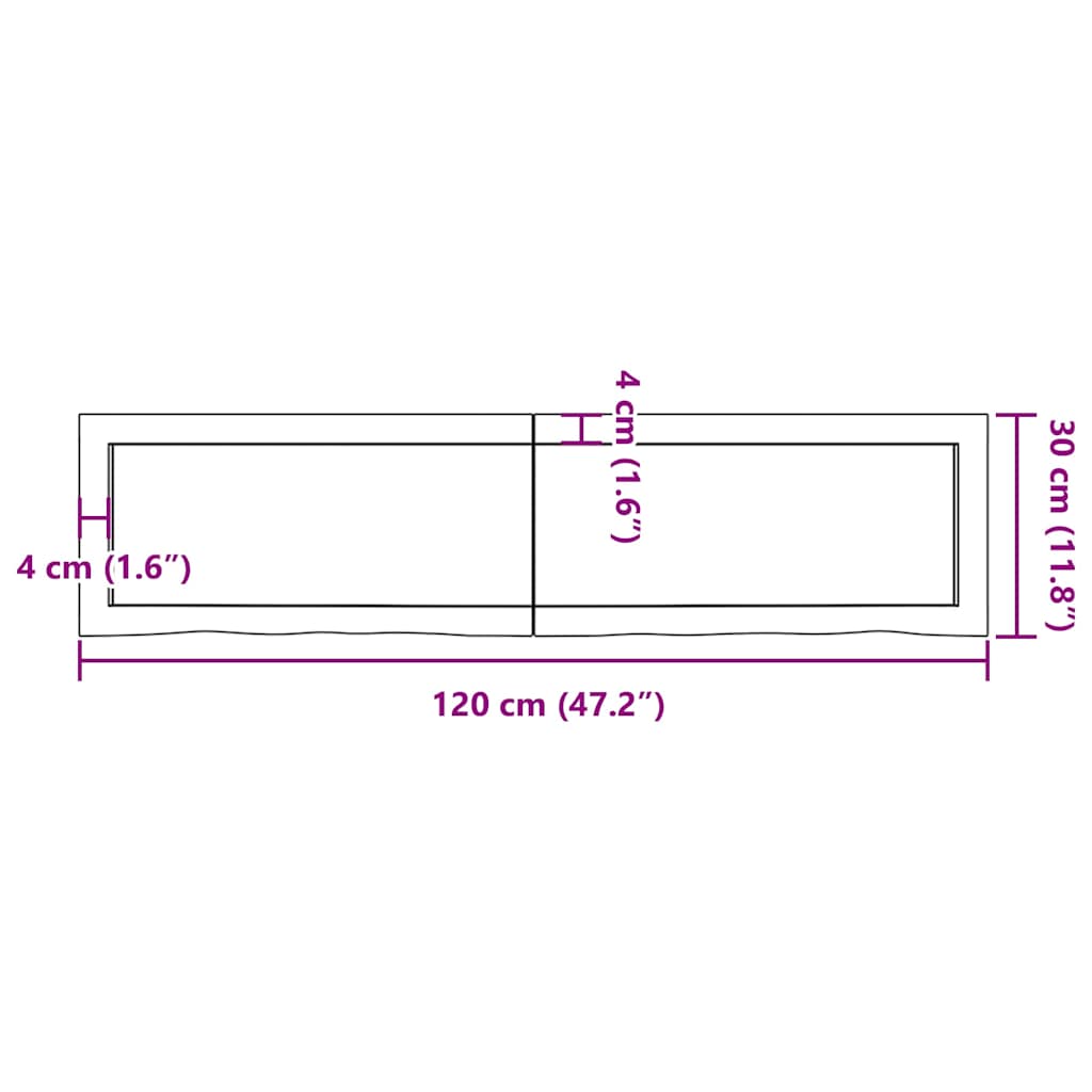 világosbarna kezelt tömör tölgyfa fali polc 120x30x(2-4) cm