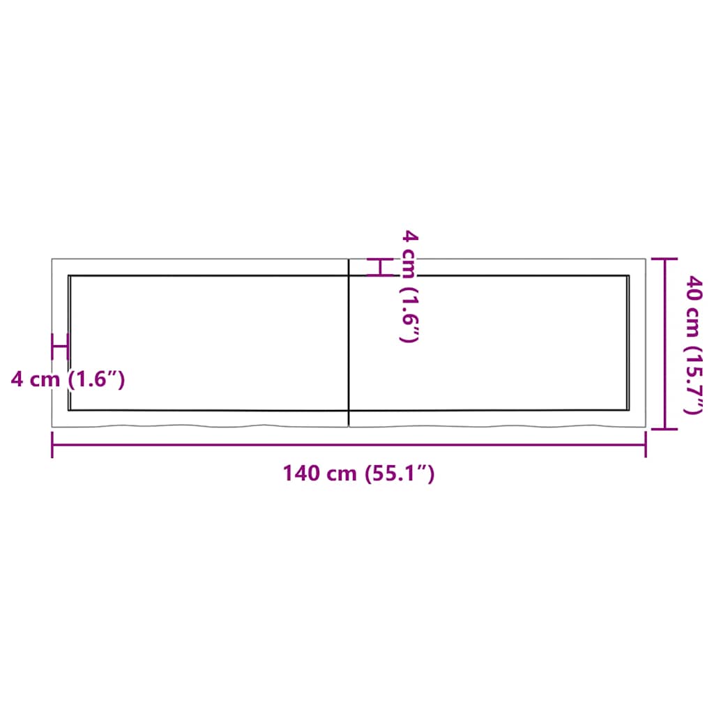 világosbarna kezelt tömör tölgyfa fali polc 140 x 40 x (2-4) cm