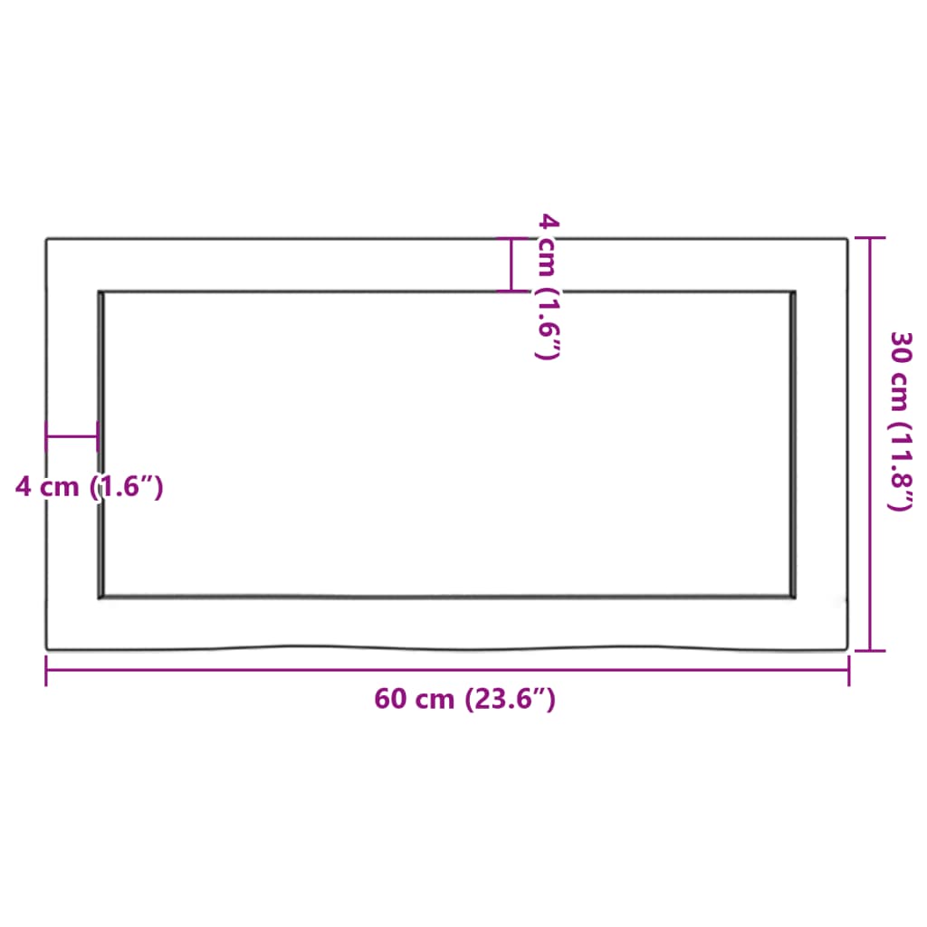 sötétbarna kezelt tömör tölgyfa fali polc 60x30x(2-6) cm