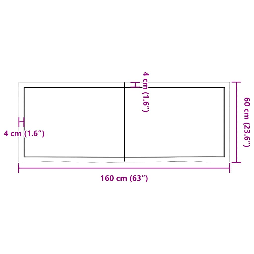 sötétbarna kezelt tömör tölgyfa fali polc 160 x 60 x (2-6) cm