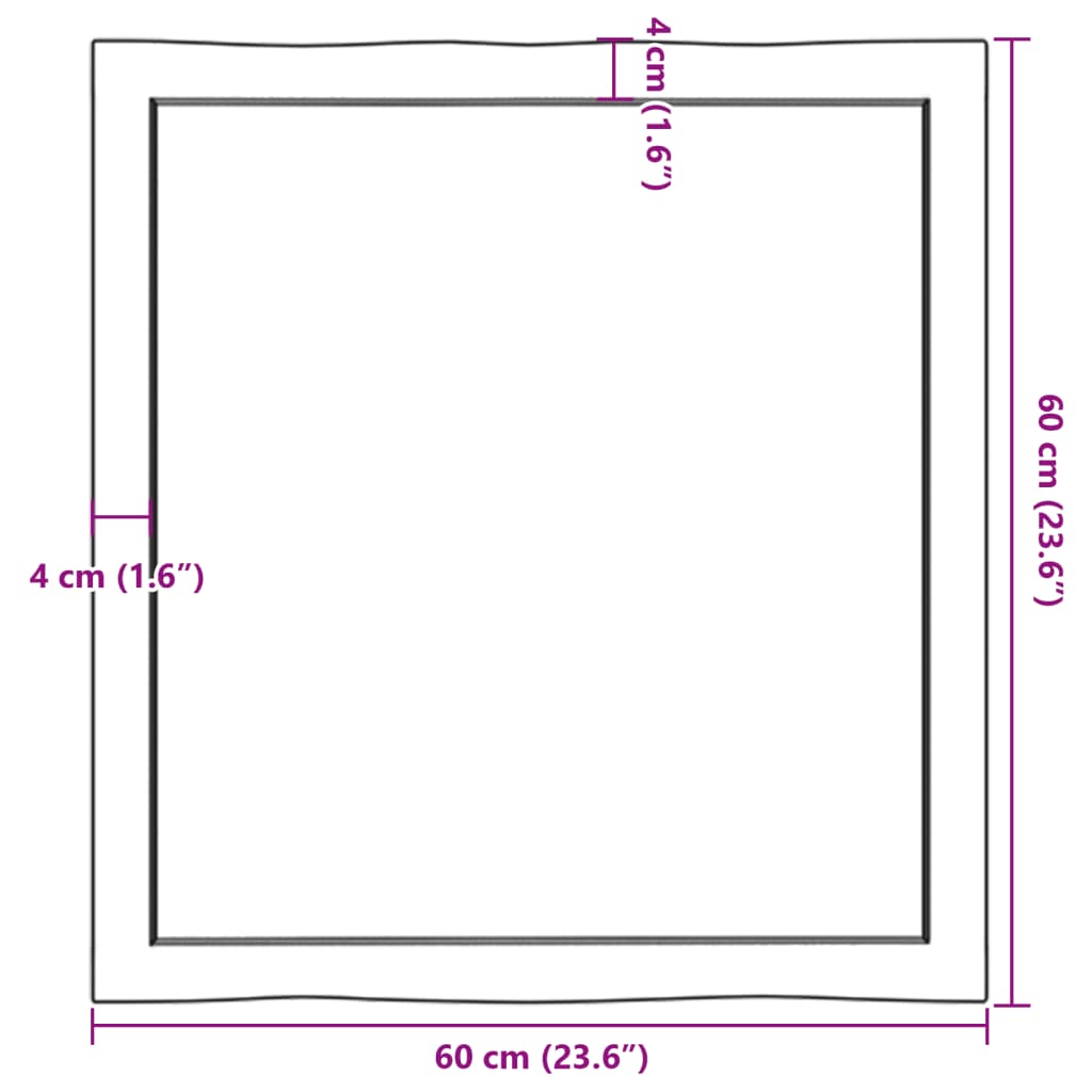 világosbarna asztallap 60x60x(2-6) cm kezelt tömör élőszegélyes