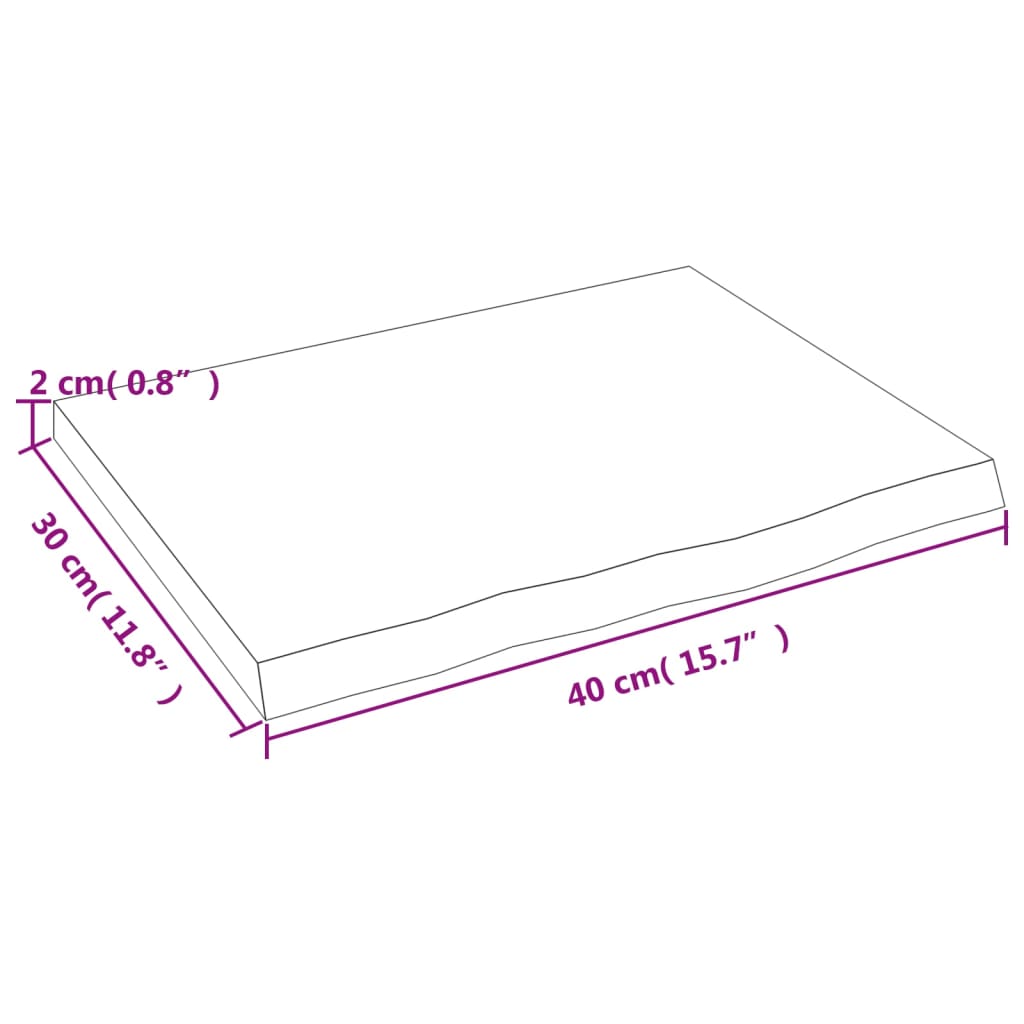 kezeletlen tömör fa fürdőszobai pult 40x30x2 cm