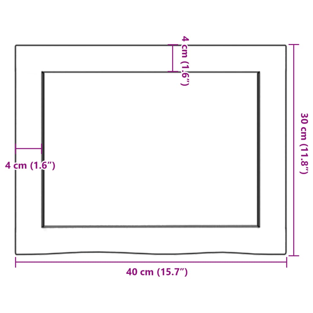 kezeletlen tömör fa fürdőszobai pult 40x30x(2-6) cm