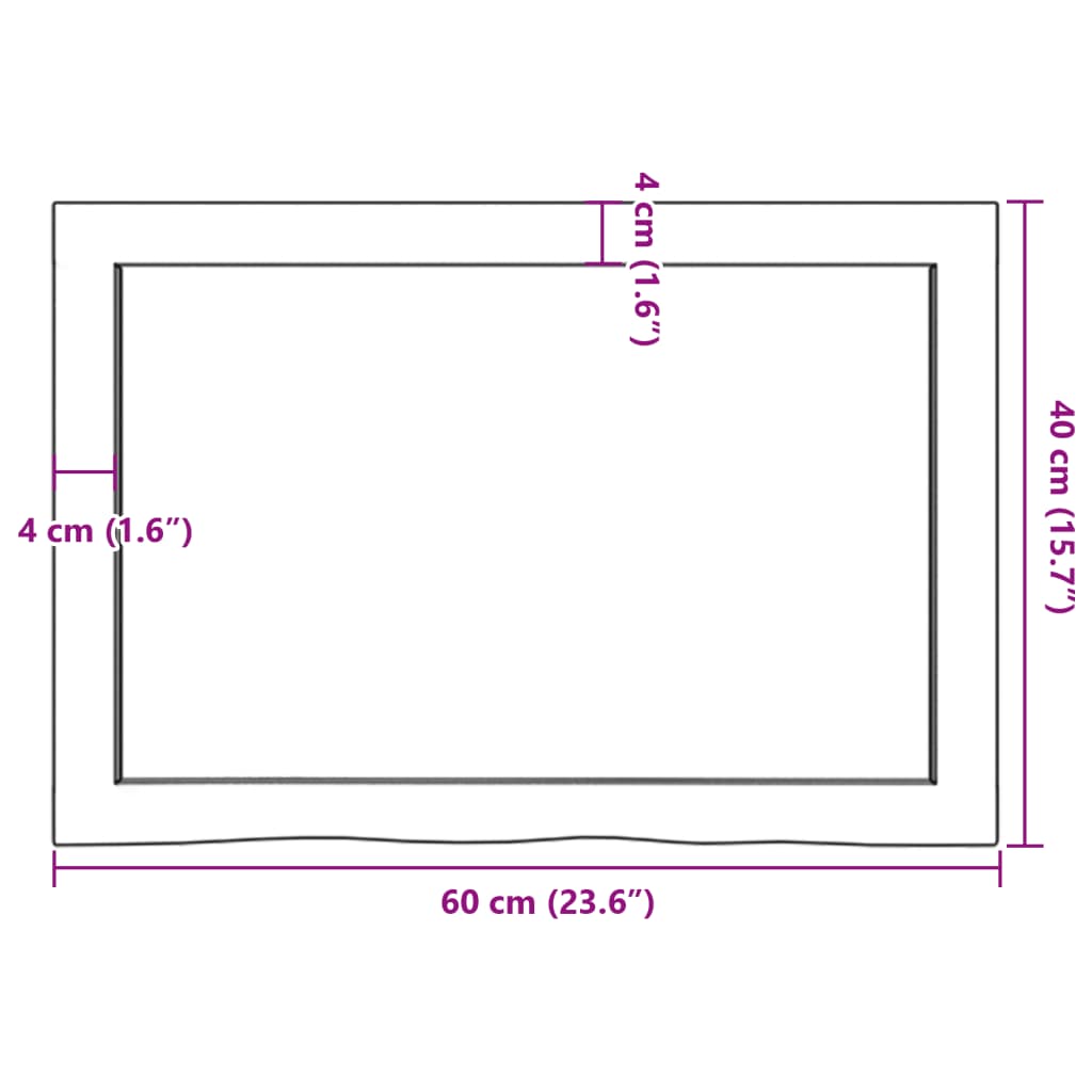 világosbarna kezelt tömör fa fürdőszobai pult 60x40x(2-4) cm