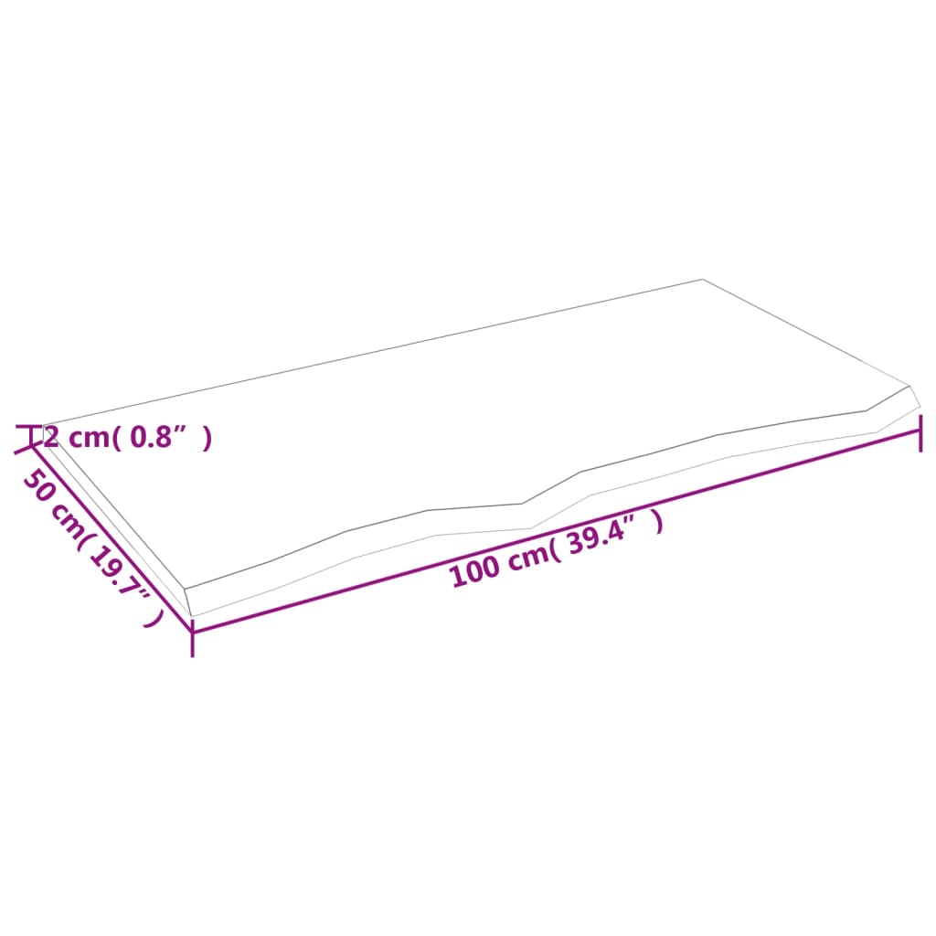 világosbarna kezelt tömör fa fürdőszobai pult 100x50x2 cm