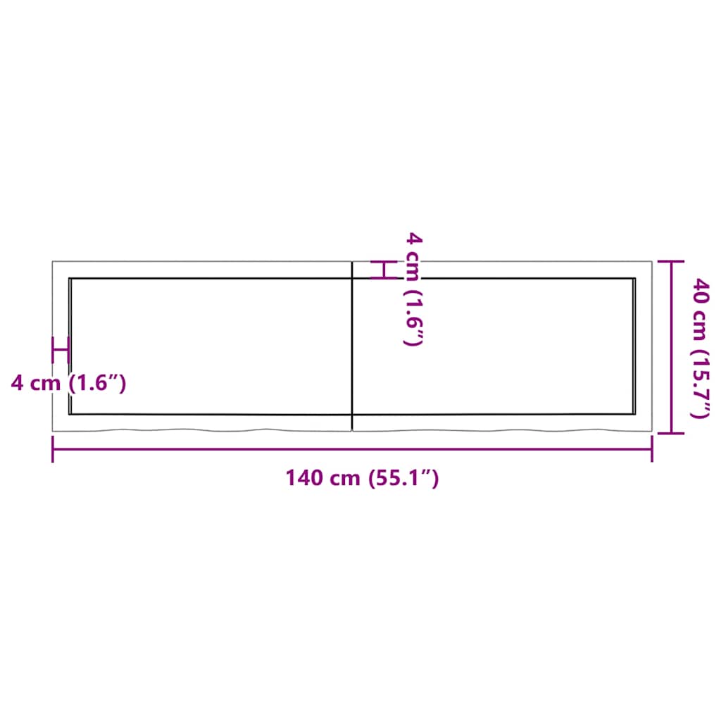 világosbarna kezelt tömör fa fürdőszobai pult 140x40x(2-4) cm