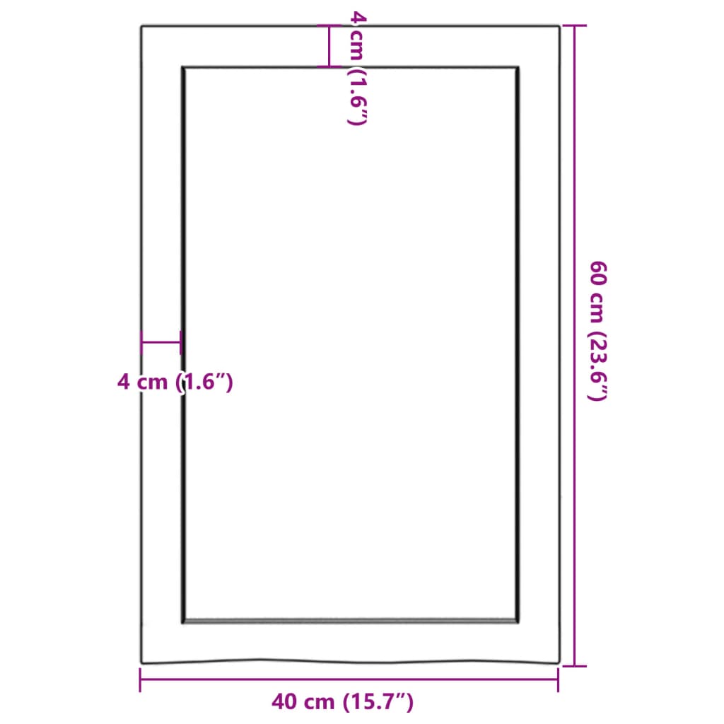 sötétbarna kezelt tömör fa fürdőszobai pult 40x60x(2-6) cm
