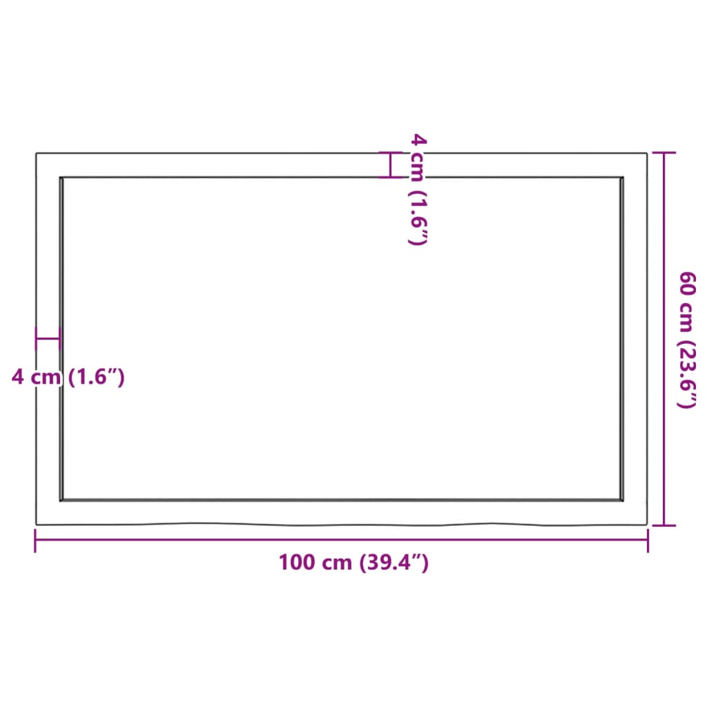 világosbarna kezelt tömör tölgyfa asztallap 100x60x(2-4) cm