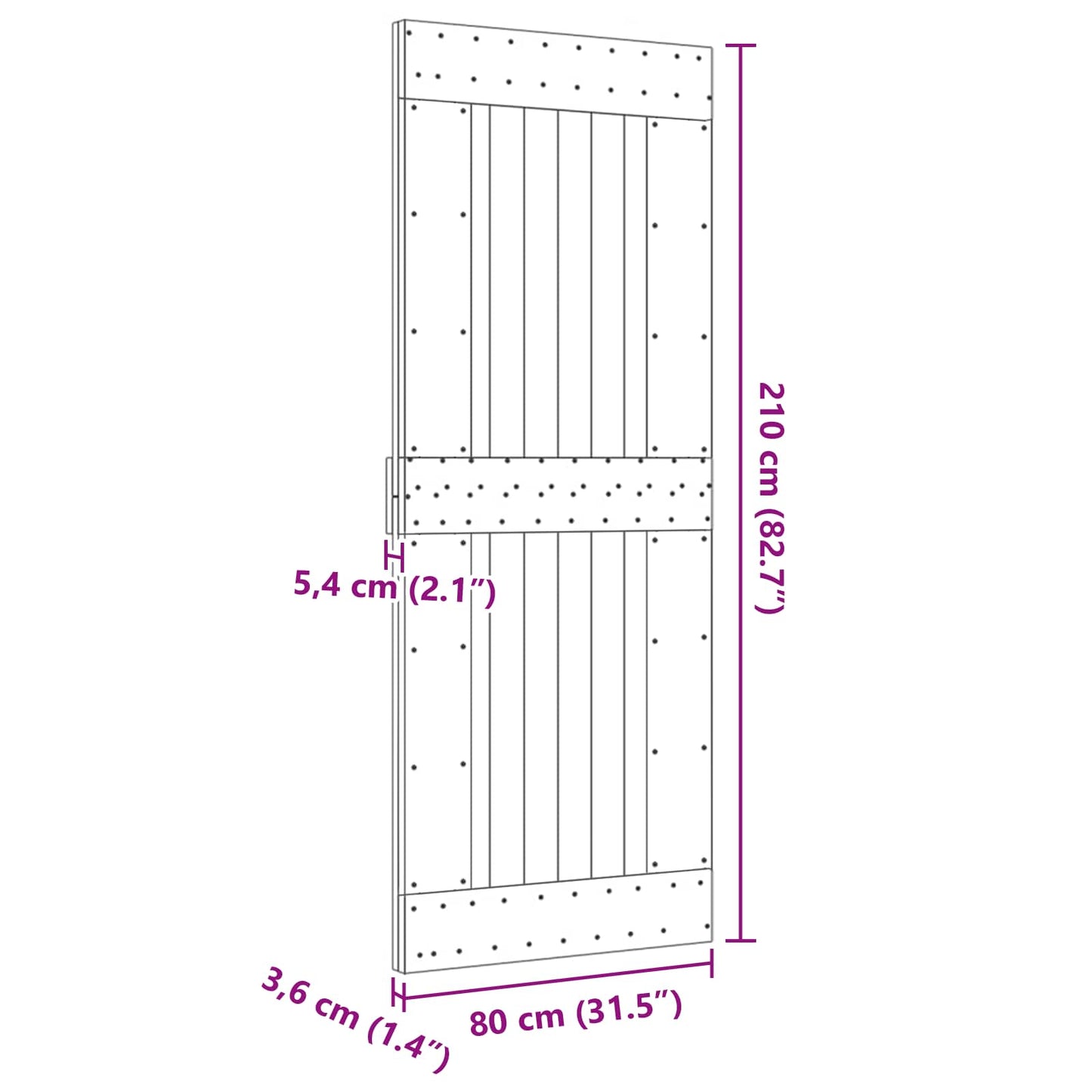 Ajtó NARVIK Természetes 80 x 210 cm Szilárd Fenyőfa