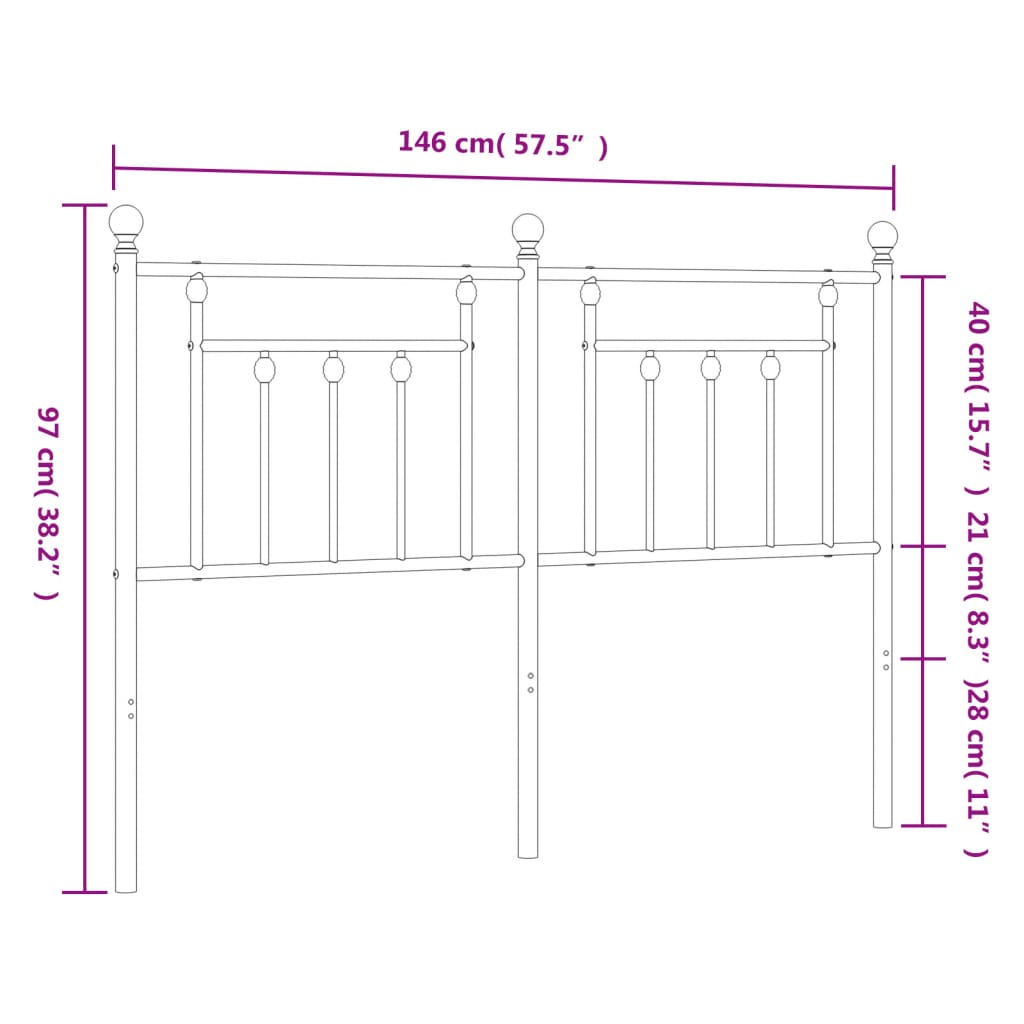 fehér fém csere fejtámla 140 cm