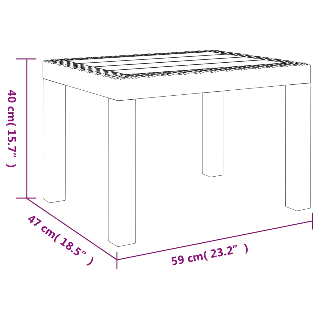 antracitszürke PP kerti asztal 59 x 47 x 40 cm