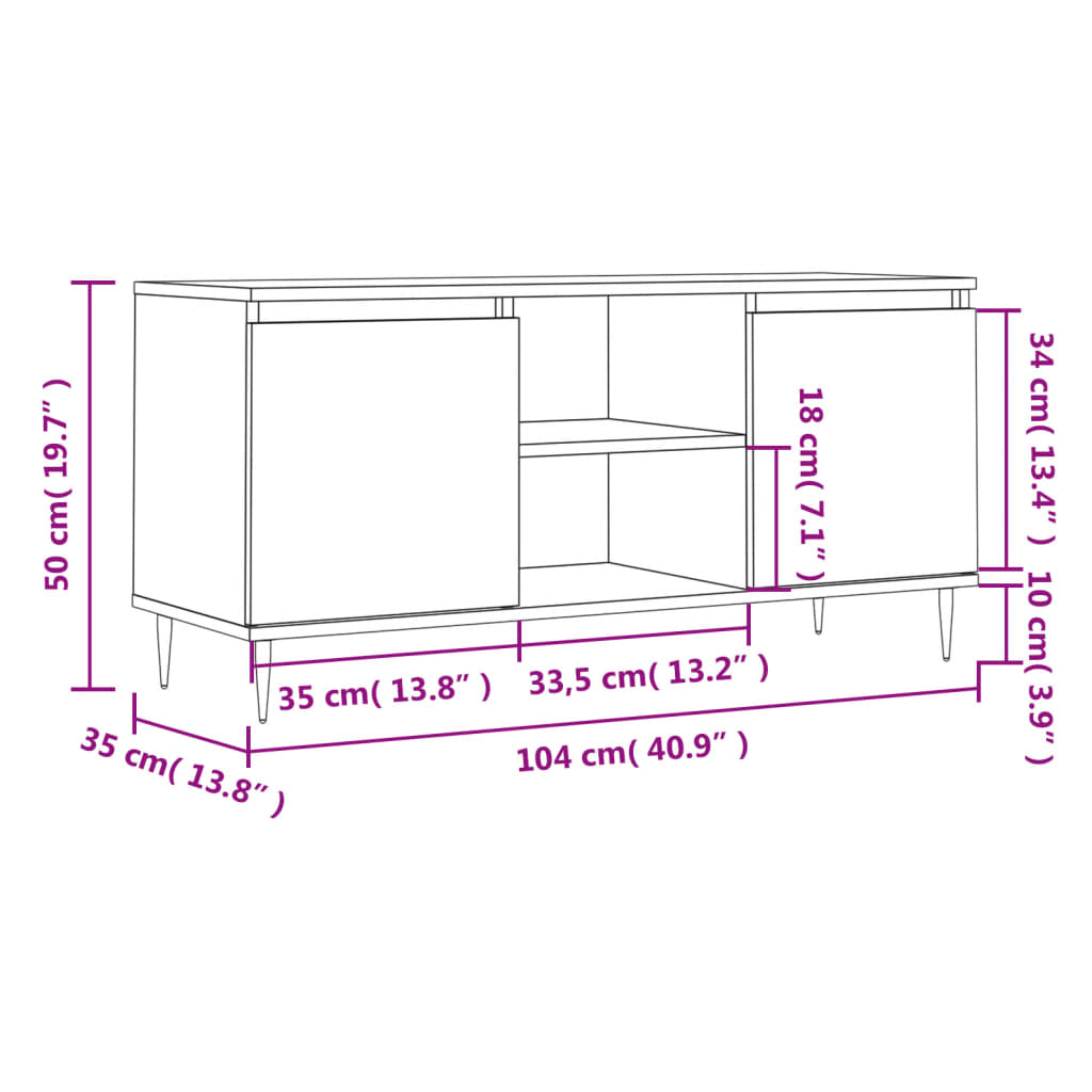 betonszürke szerelt fa TV-szekrény 104x35x50 cm