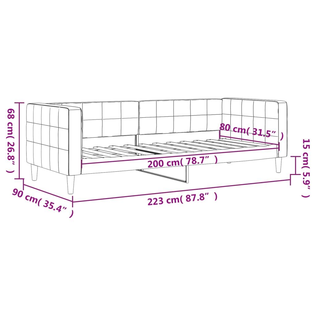sötétszürke bársony kanapéágy 80 x 200 cm