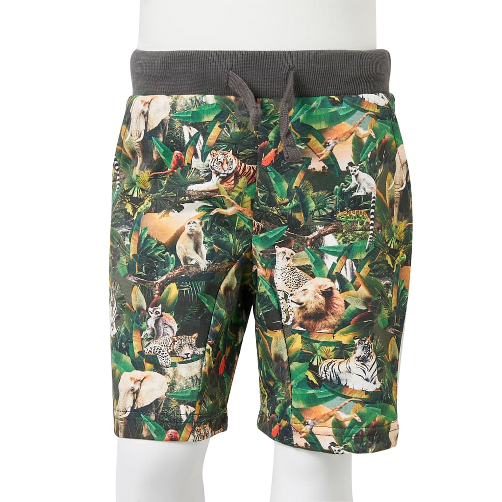 Benzin színű gyerekrövidnadrág húzózsinórral 140