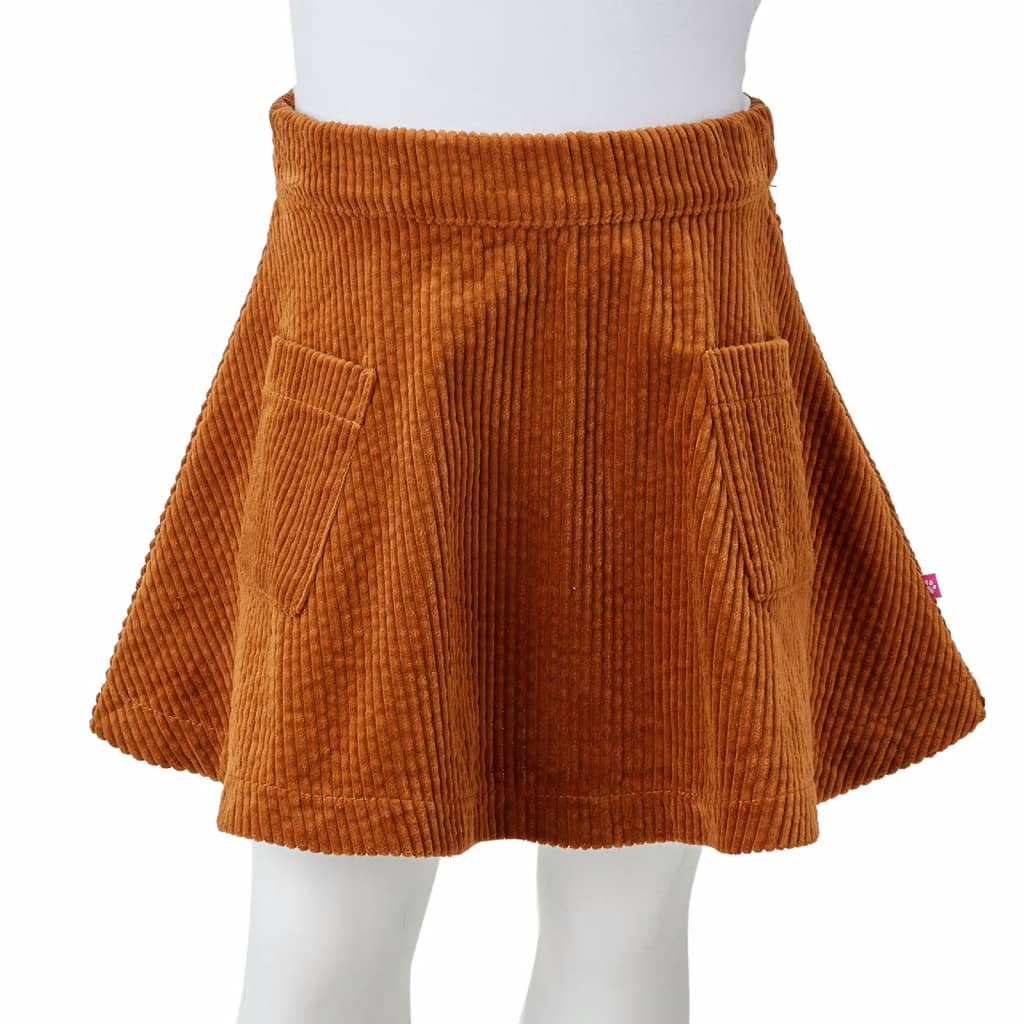 Gyerek szoknya zsebekkel Corduroy Cognac 92