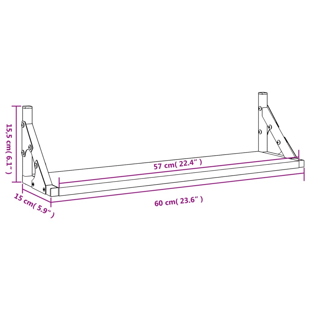 2 db sonoma tölgy fali polc 60 x 15 x 15,5 cm