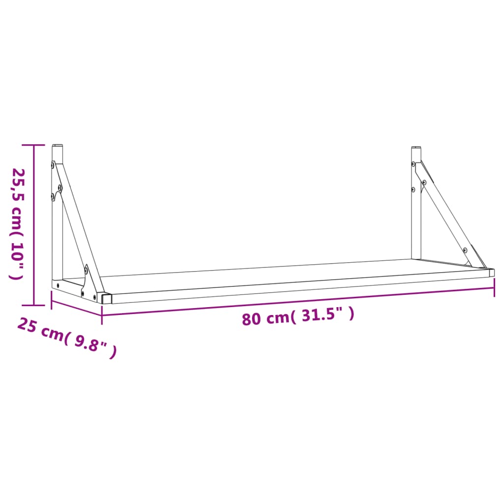 2 db sonoma tölgyfa fali polc 80 x 25 x 25,5 cm