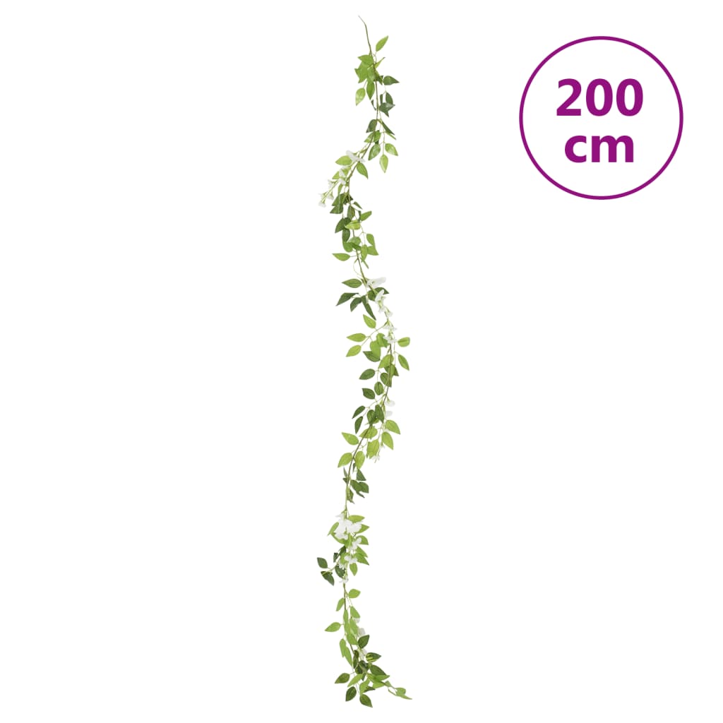 6 db fehér virágfüzér 200 cm