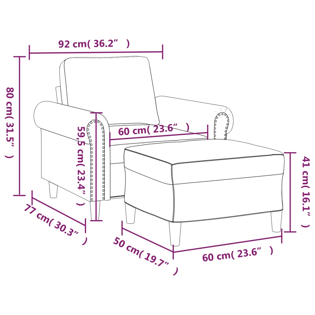 sötétzöld bársony kanapéfotel lábtartóval 60 cm