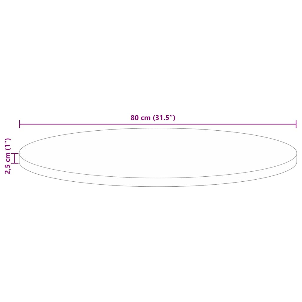 tömör újrahasznosított fa kerek asztallap Ø80 x 2,5 cm
