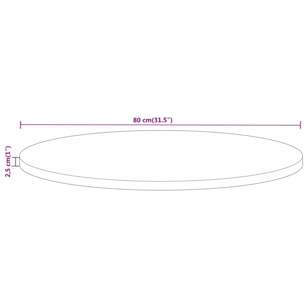 tömör mangófa kerek asztallap Ø80 x 2,5 cm