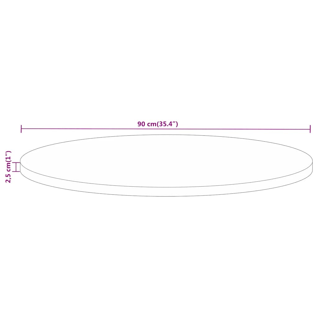 tömör mangófa kerek asztallap Ø90 x 2,5 cm