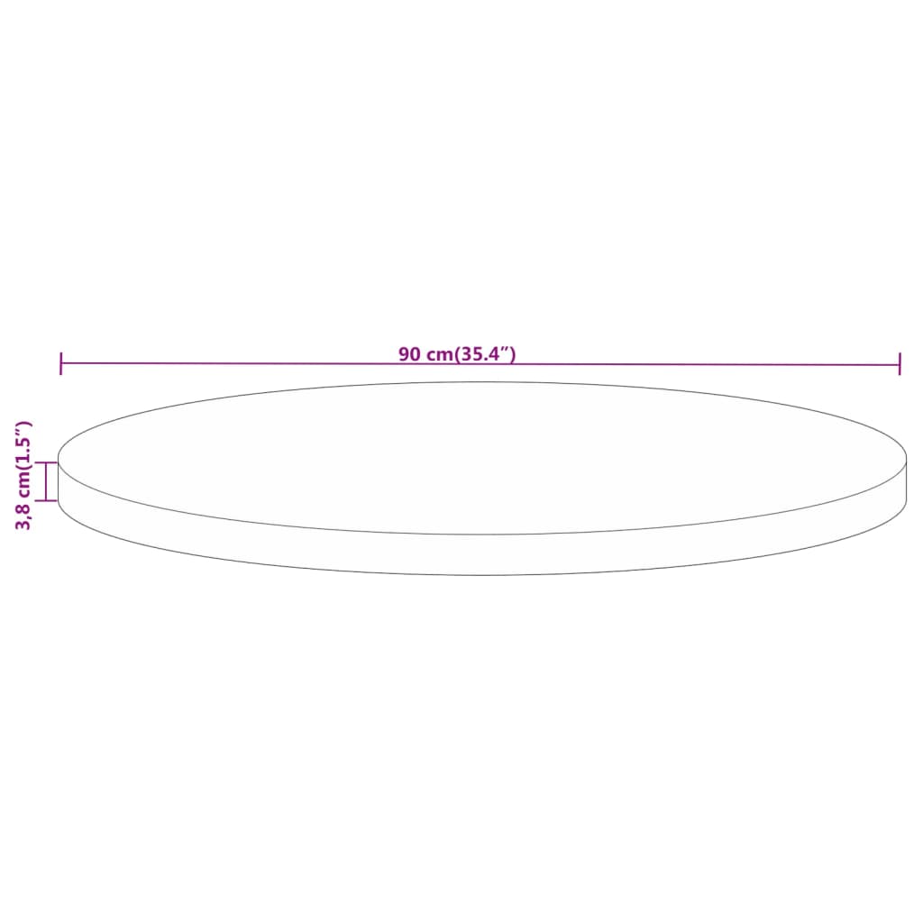 tömör mangófa kerek asztallap Ø90 x 3,8 cm