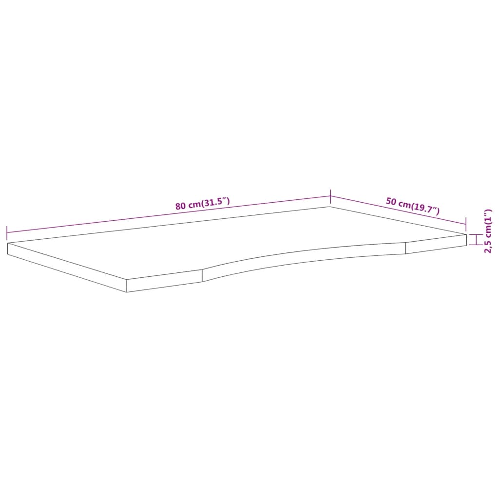tömör akácfa téglalap alakú asztallap 80 x 50 x 2,5 cm